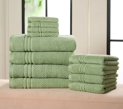 12-Piece 100% Cotton Towel Set Solid & Textured