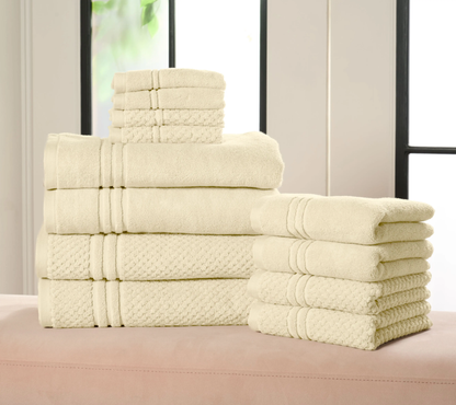 12-Piece 100% Cotton Towel Set Solid & Textured
