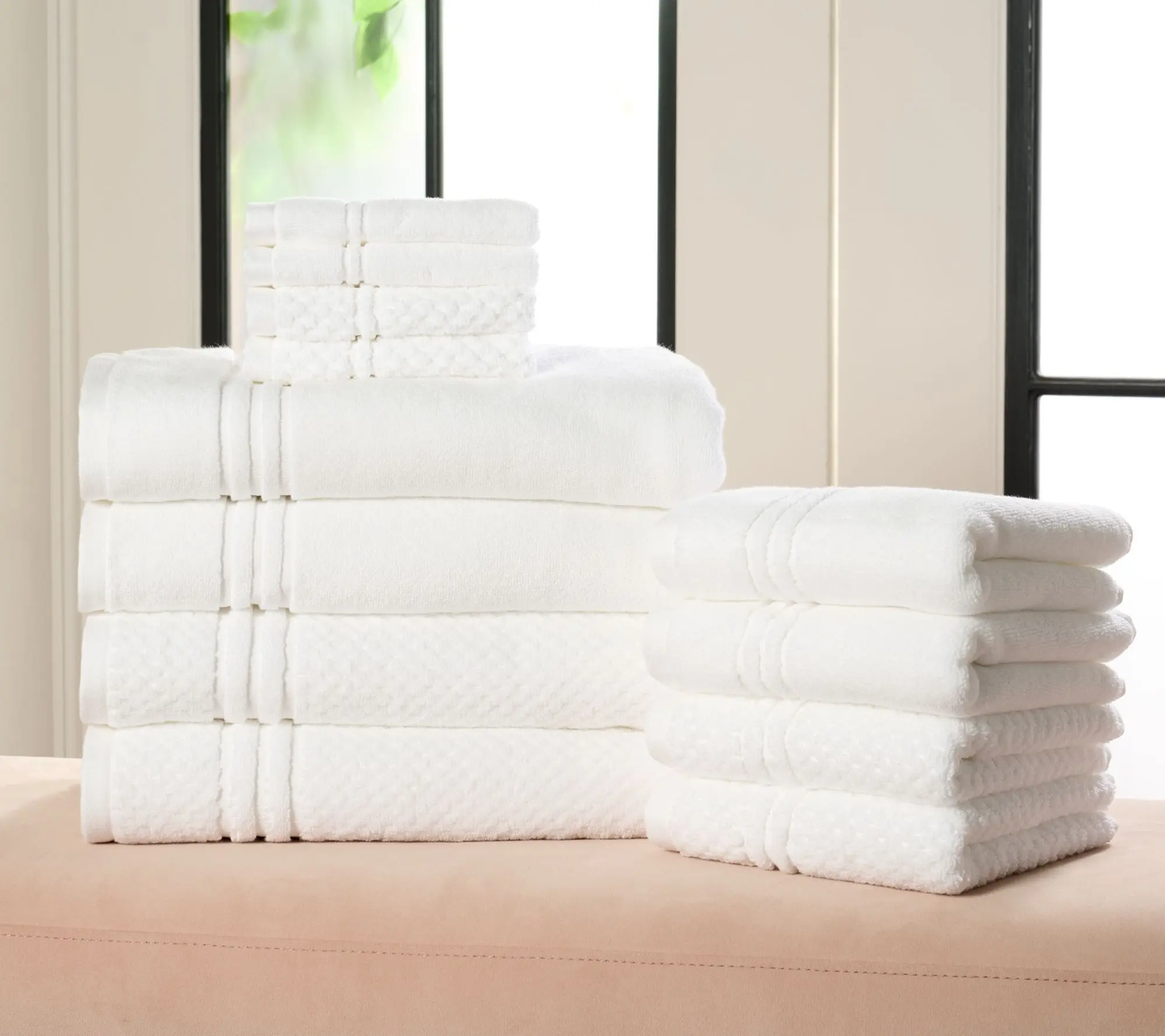 12-Piece 100% Cotton Towel Set Solid & Textured