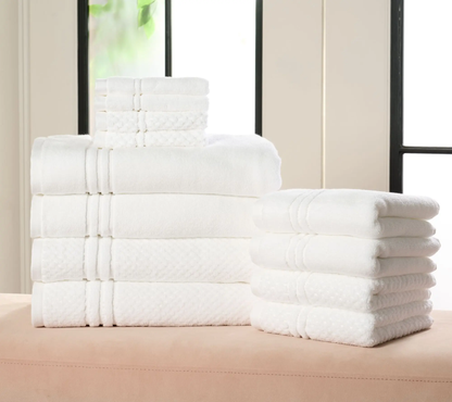 12-Piece 100% Cotton Towel Set Solid & Textured