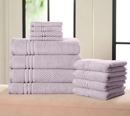 12-Piece 100% Cotton Towel Set Solid & Textured