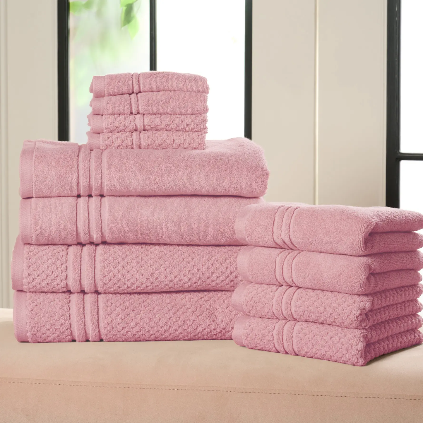 12-Piece 100% Cotton Towel Set Solid & Textured
