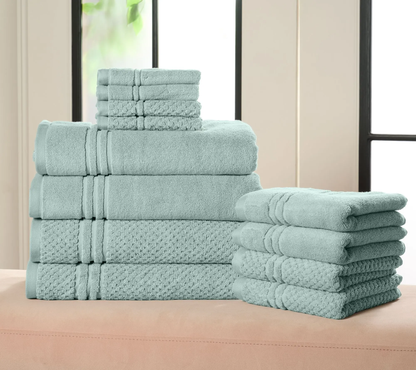 12-Piece 100% Cotton Towel Set Solid & Textured