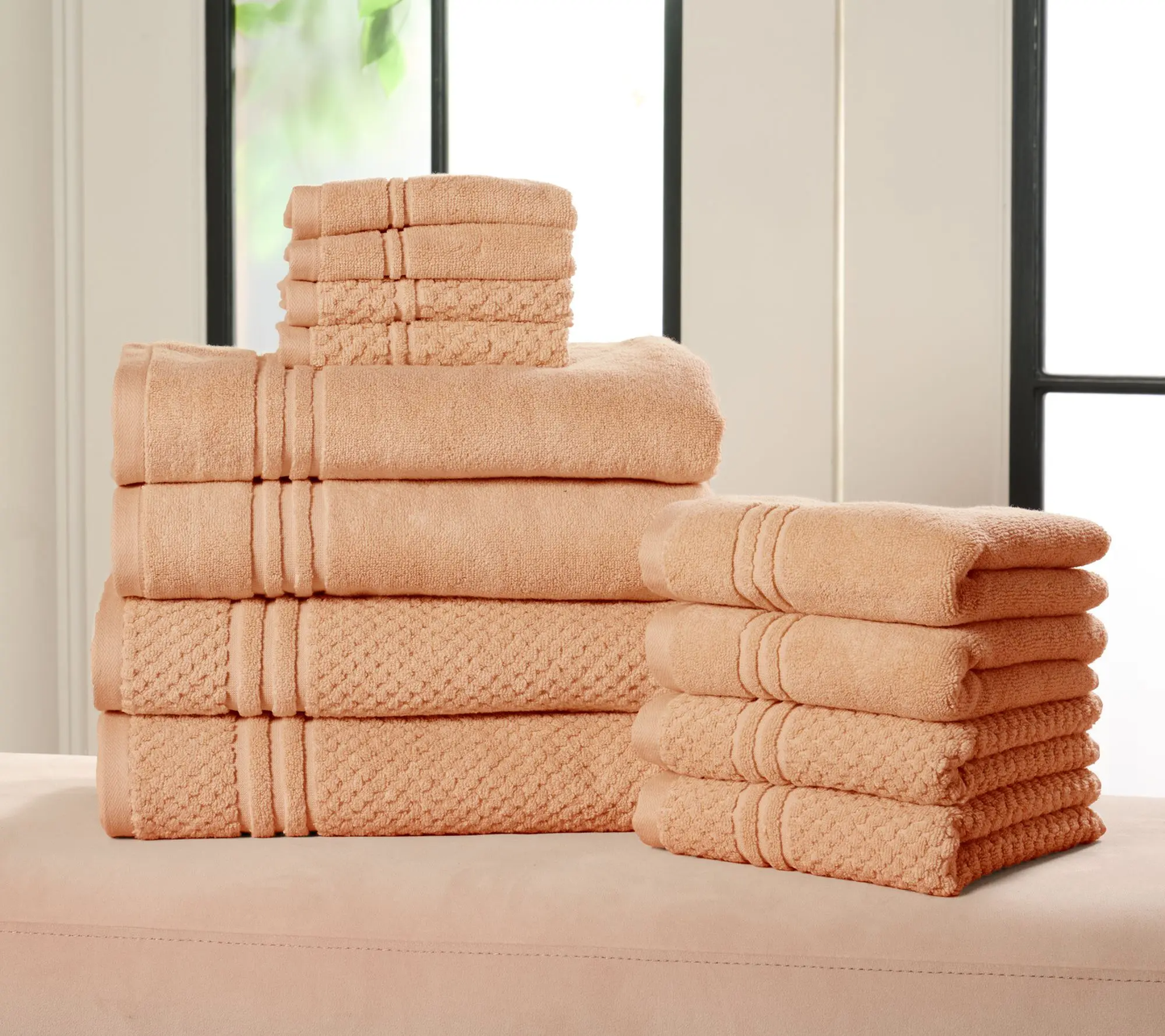 12-Piece 100% Cotton Towel Set Solid & Textured