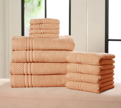 12-Piece 100% Cotton Towel Set Solid & Textured