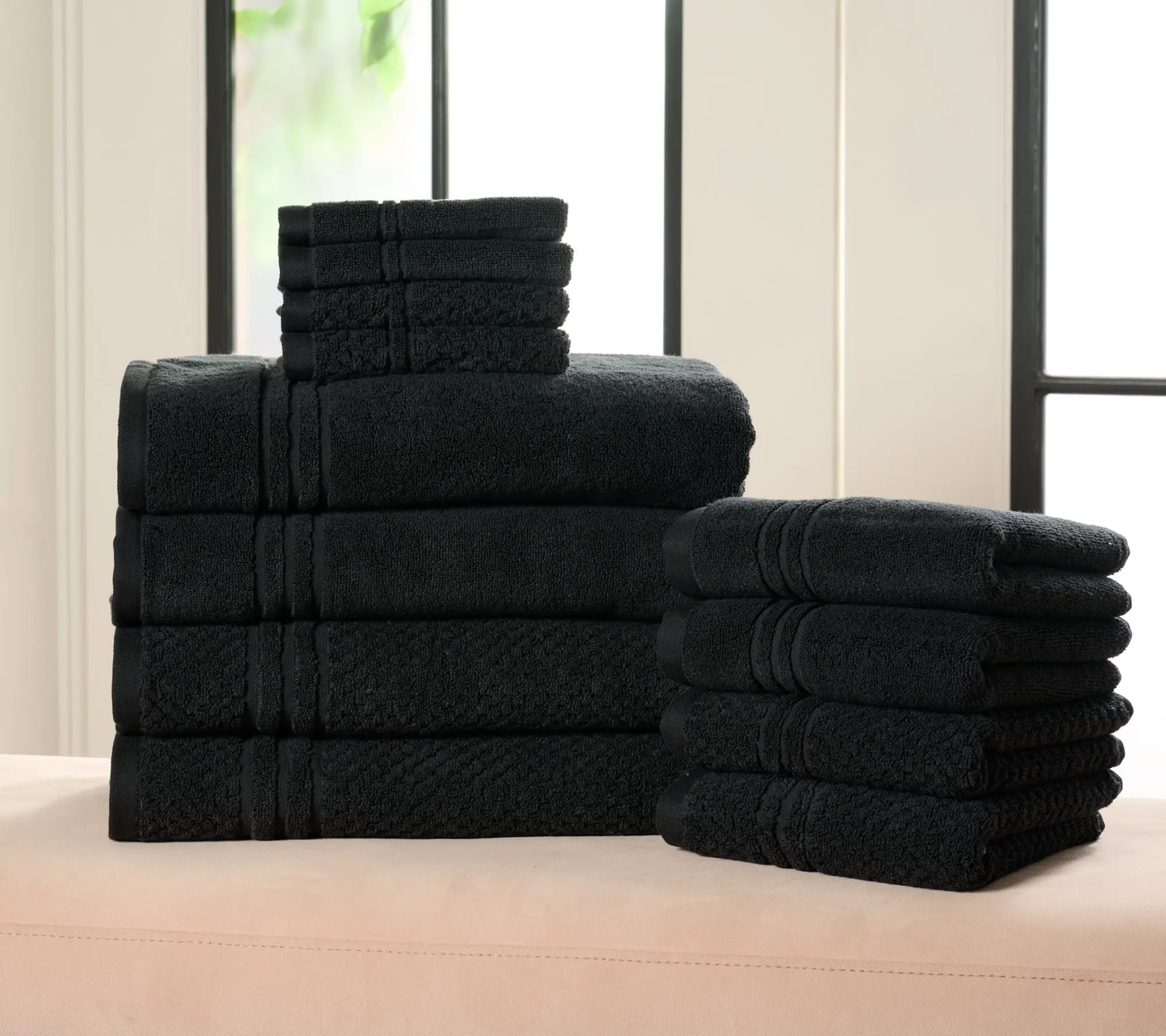 12-Piece 100% Cotton Towel Set Solid & Textured