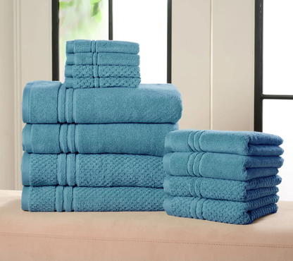 12-Piece 100% Cotton Towel Set Solid & Textured